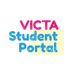 pink and blue text reads VICTA Student Portal
